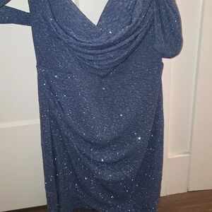 Elegant Navy Blue Glitter Dress